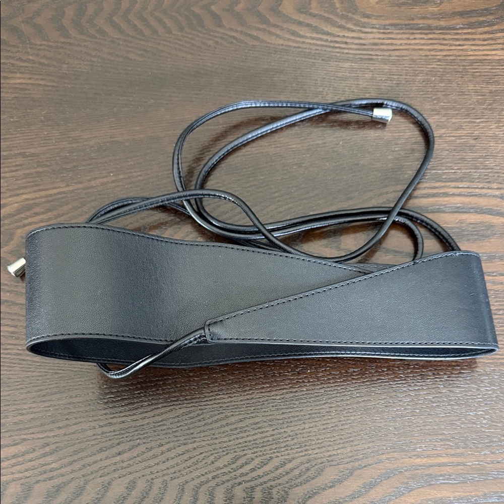 Women's Wide Black Wrap Belt with Tie Closure